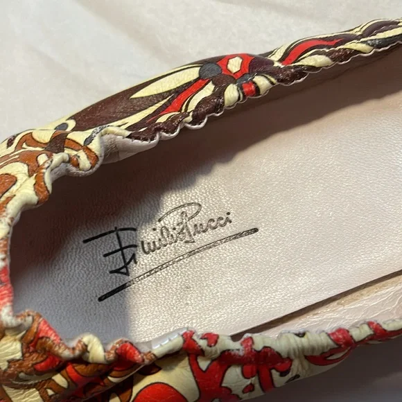 Emilio Pucci Leather Ballet Flats Classic Print - Picture 11 of 15